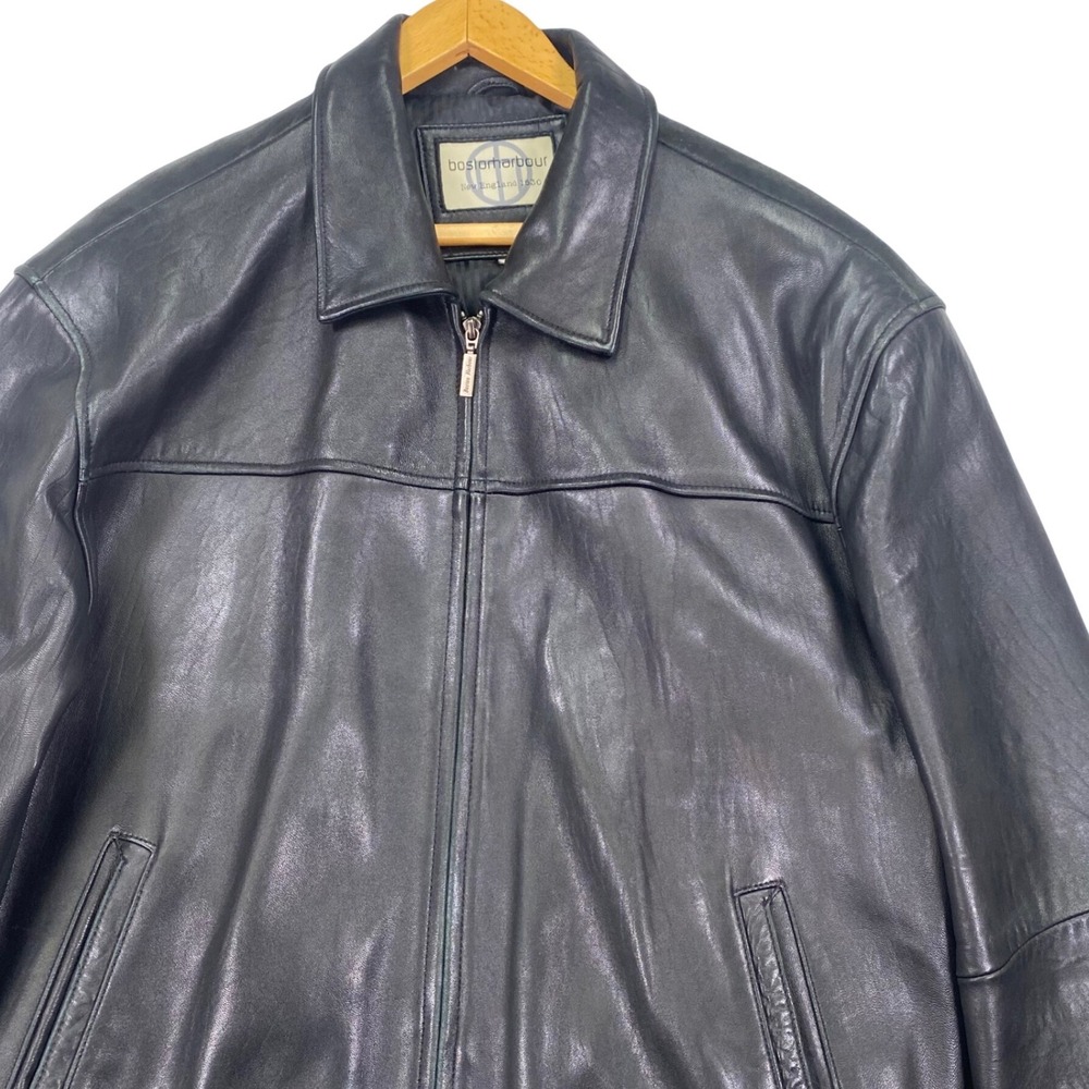 Vintage Boston Harbour New Zealand Lamb Leather Jacket Black Men's XXL Bomber